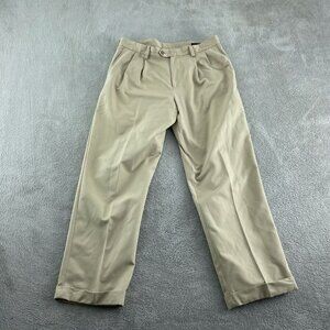 Izod Golf Mens Beige Pleated Pants 34/30 Polyester 5663